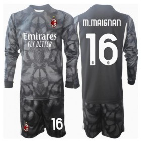 AC Milan Mike Maignan #16 Målvakt Hemmakläder Barn 2024-25 Långärmad (+ Korta byxor)